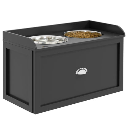 Dog Feeding Station with Storage Drawer & Elevated Bowls