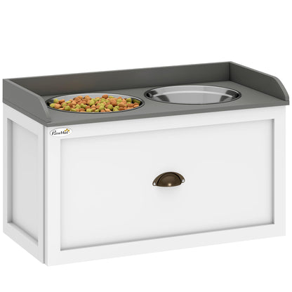 Dog Feeding Station with Storage Drawer & Elevated Bowls