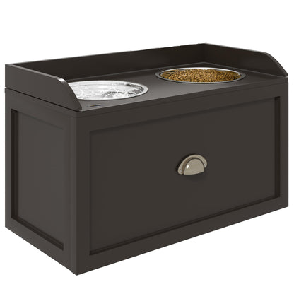 Dog Feeding Station with Storage Drawer & Elevated Bowls
