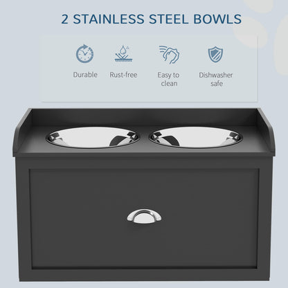 Dog Feeding Station with Storage Drawer & Elevated Bowls