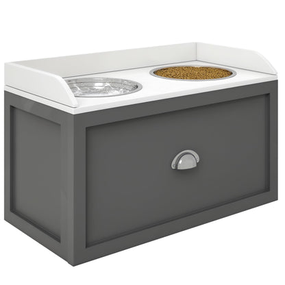 Dog Feeding Station with Storage Drawer & Elevated Bowls