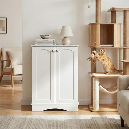 Dog Storage Cabinet with Feeding Bowl Station