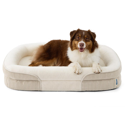 Orthopedic Oval Bolster Dog Bed with Washable Waterproof Cover