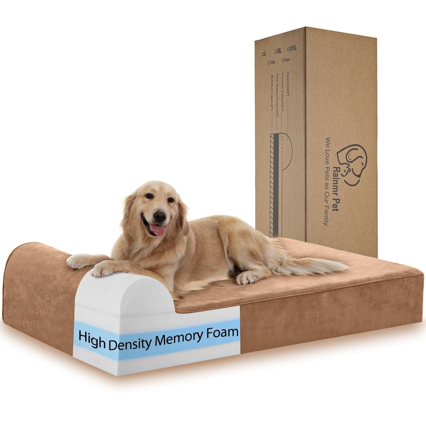 Orthopedic Memory Foam Dog Bed with Washable Cover & Non-Slip Bottom