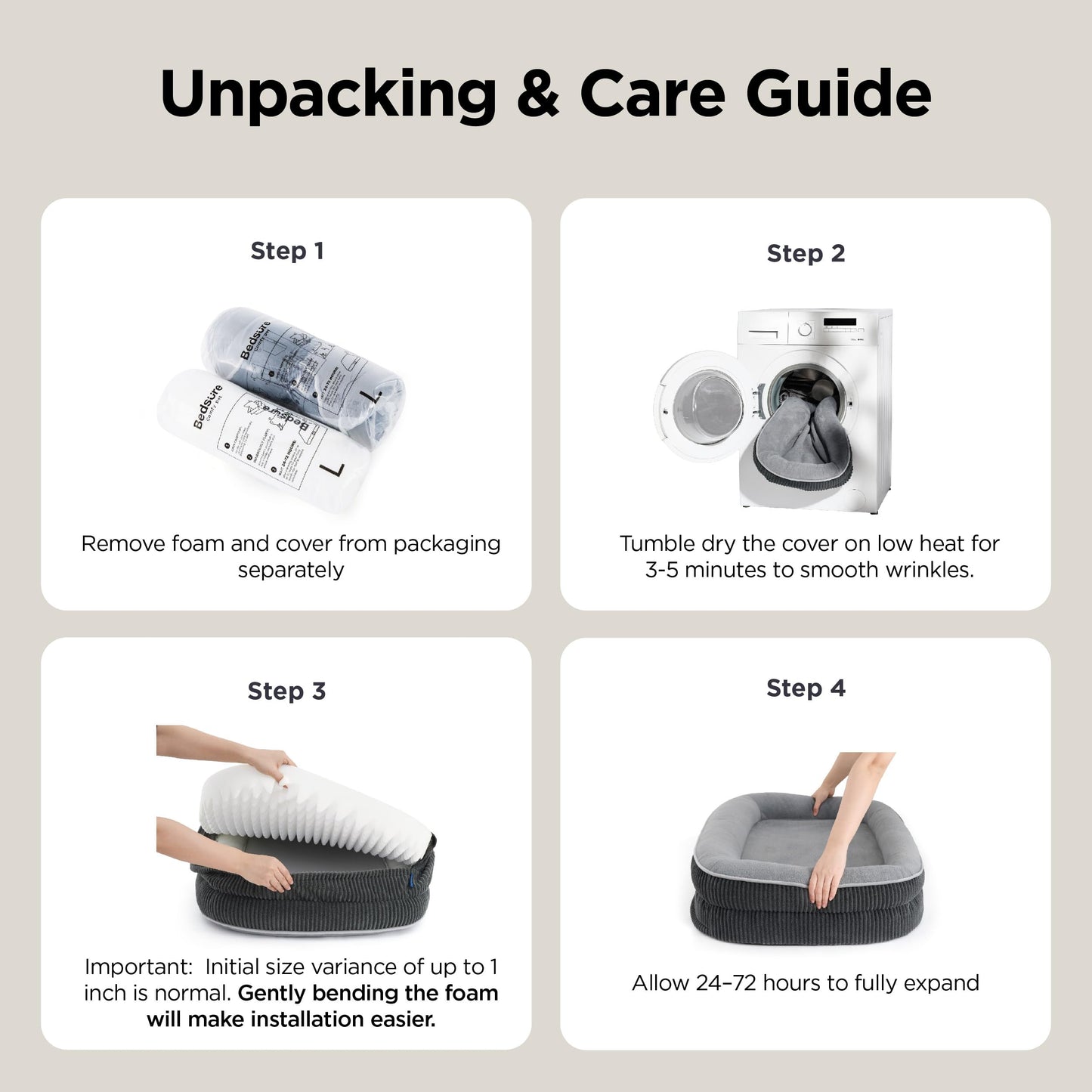 Orthopedic Oval Bolster Dog Bed with Washable Waterproof Cover