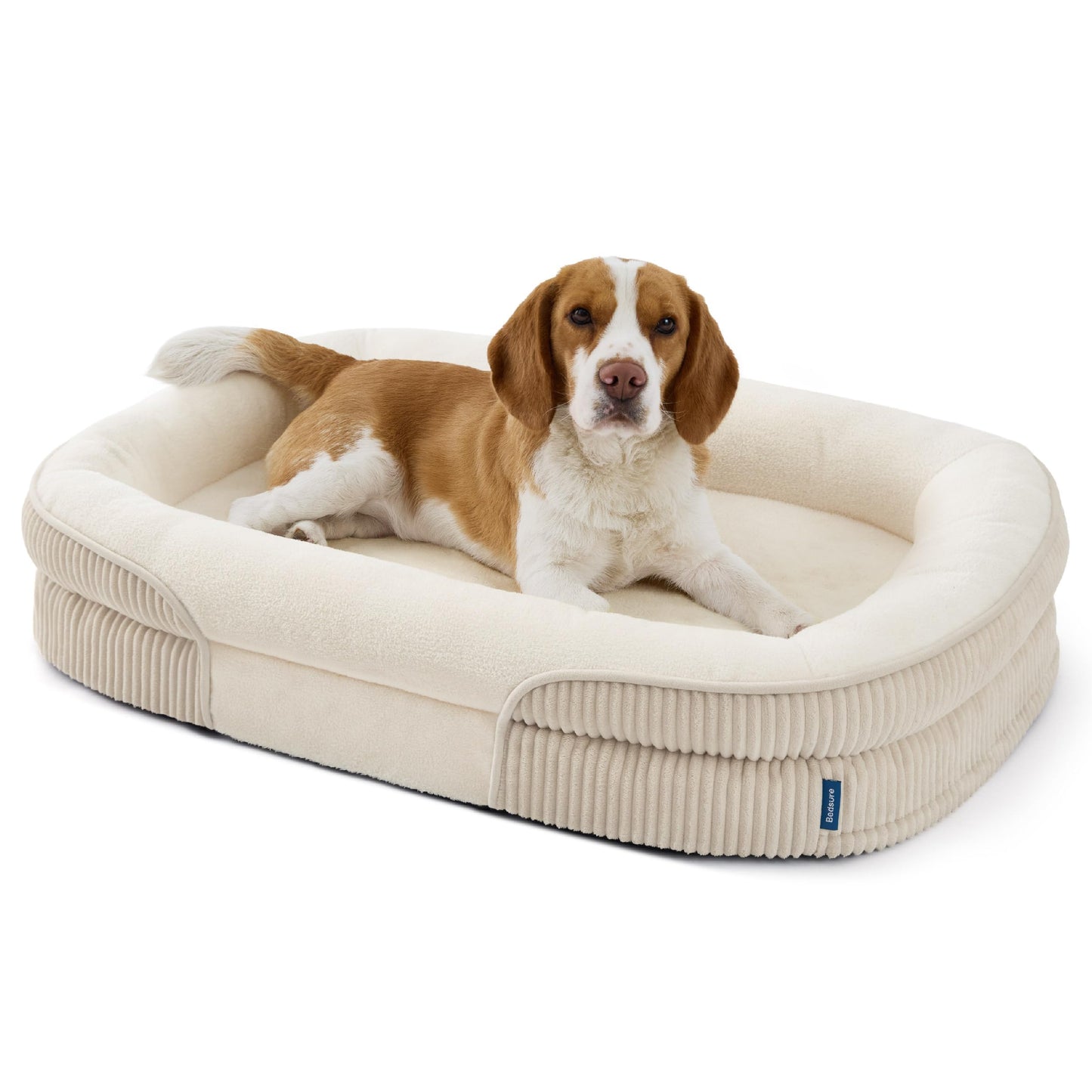 Orthopedic Oval Bolster Dog Bed with Washable Waterproof Cover