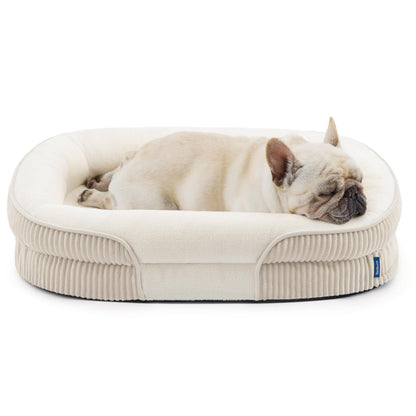 Orthopedic Oval Bolster Dog Bed with Washable Waterproof Cover