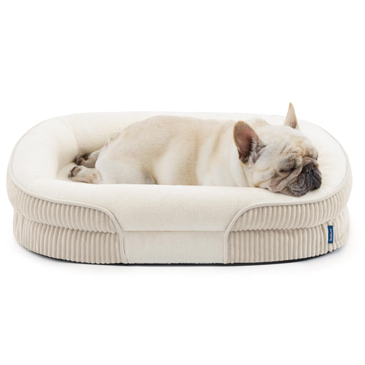 Orthopedic Oval Bolster Dog Bed with Washable Waterproof Cover