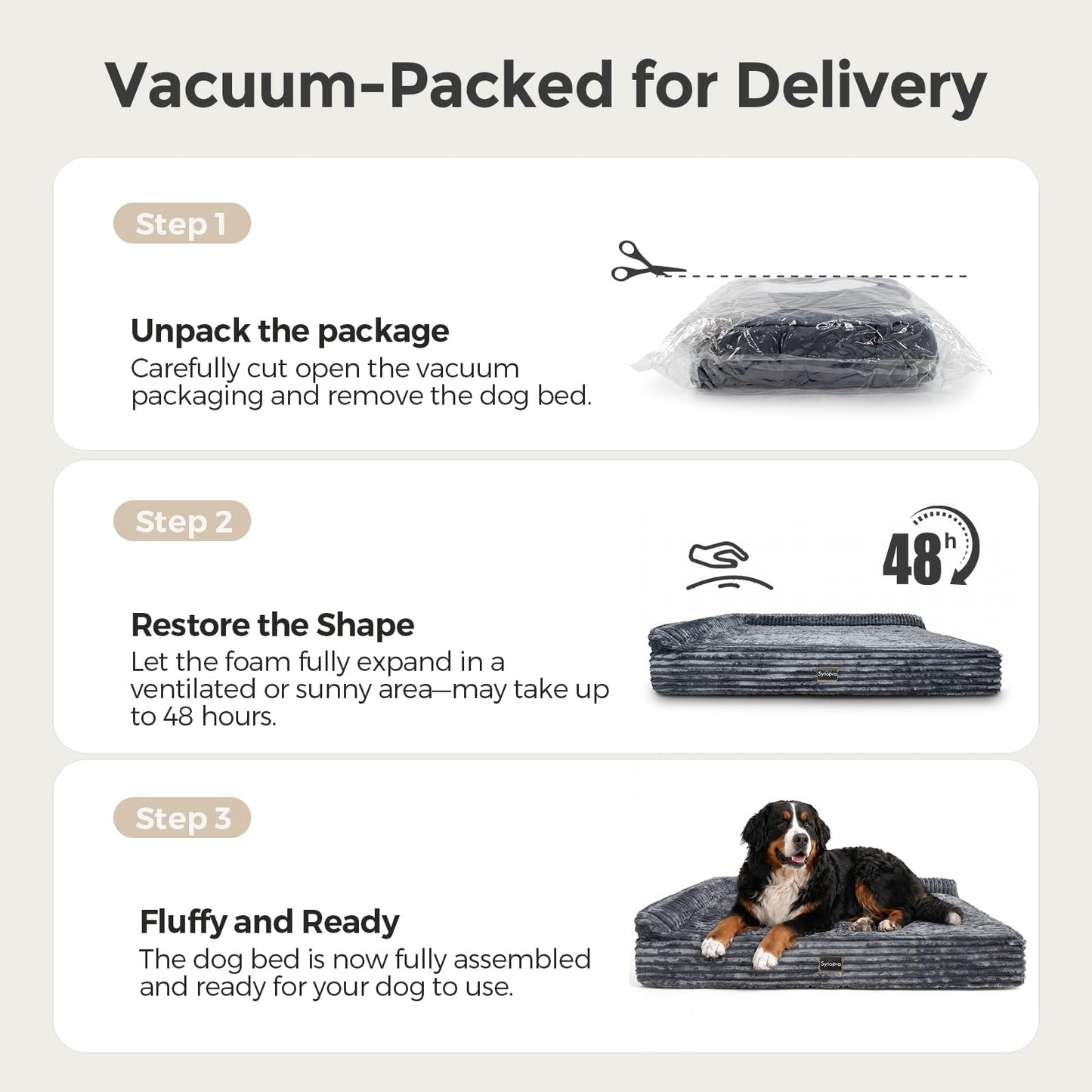 Orthopedic Memory Foam Dog Bed with Pillow – Extra Large 52"x36"x7" Grey