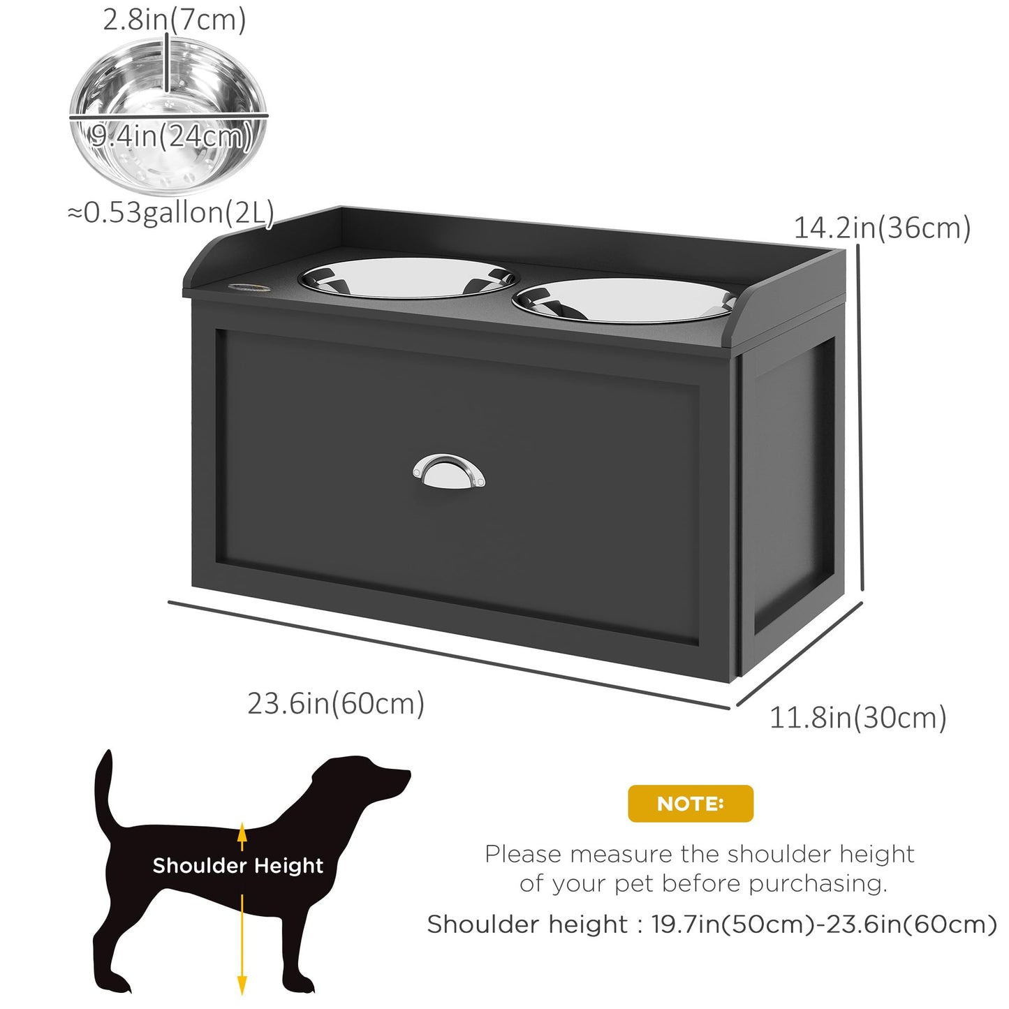 Dog Feeding Station with Storage Drawer & Elevated Bowls