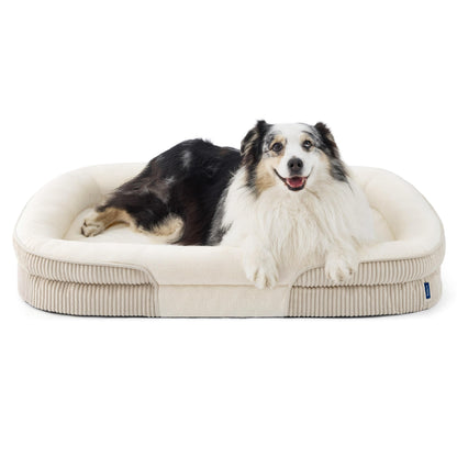 Orthopedic Oval Bolster Dog Bed with Washable Waterproof Cover