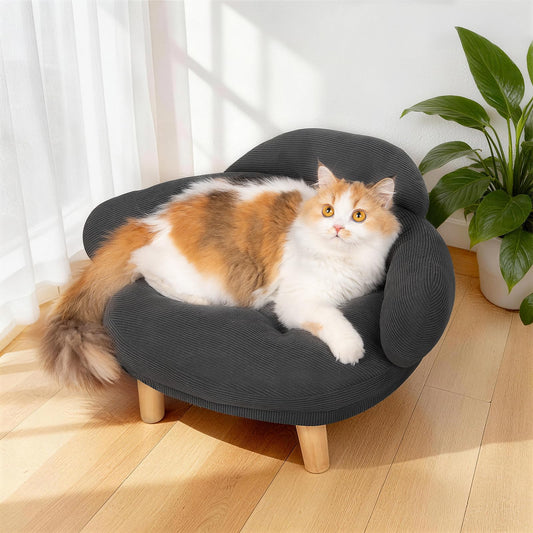 Furniture-Style Cat Sofa Bed with Removable Velvet Cover