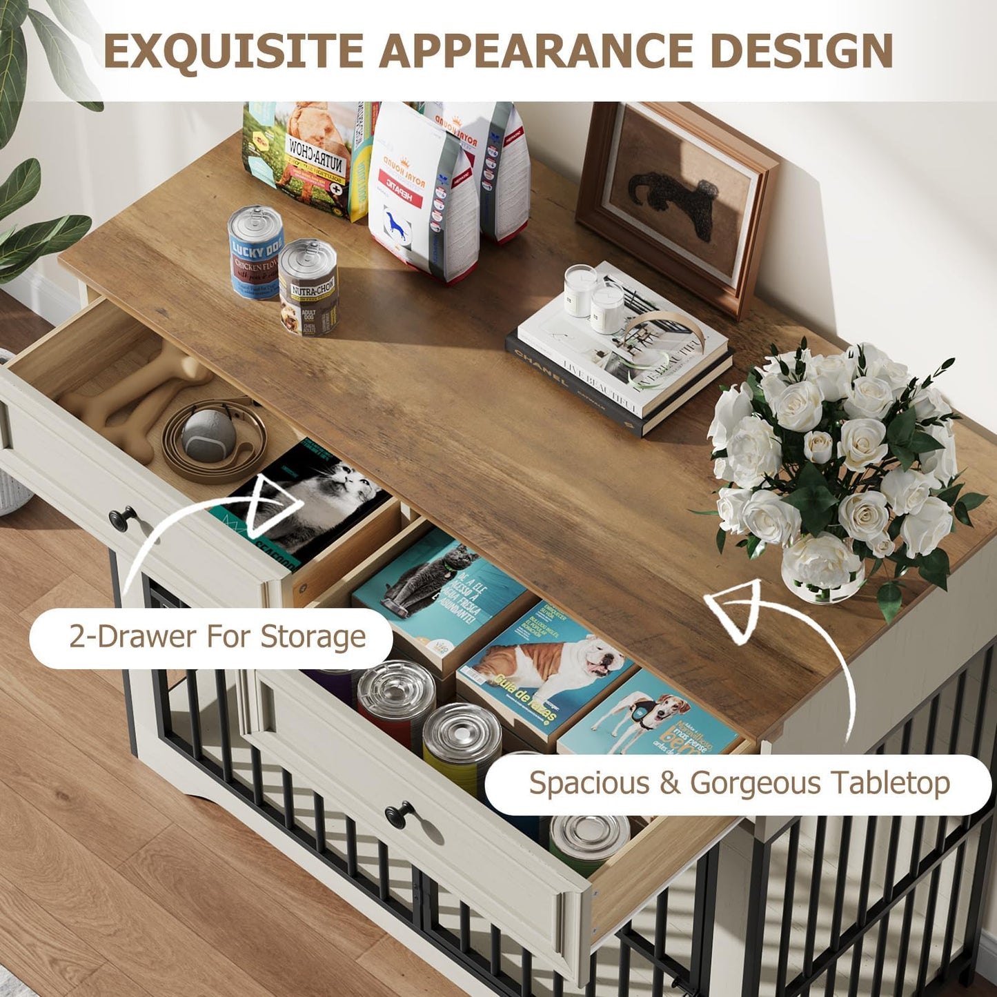 42" Modern Dog Crate Furniture