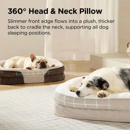Orthopedic Oval Bolster Dog Bed with Washable Waterproof Cover