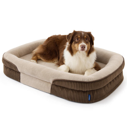 Orthopedic Oval Bolster Dog Bed with Washable Waterproof Cover