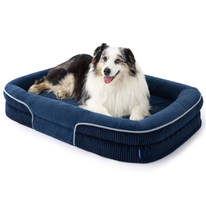 Orthopedic Oval Bolster Dog Bed with Washable Waterproof Cover