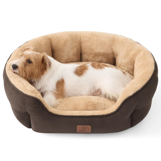 Round Washable Pet Bed with Non-Slip Bottom for Small Dogs & Cats