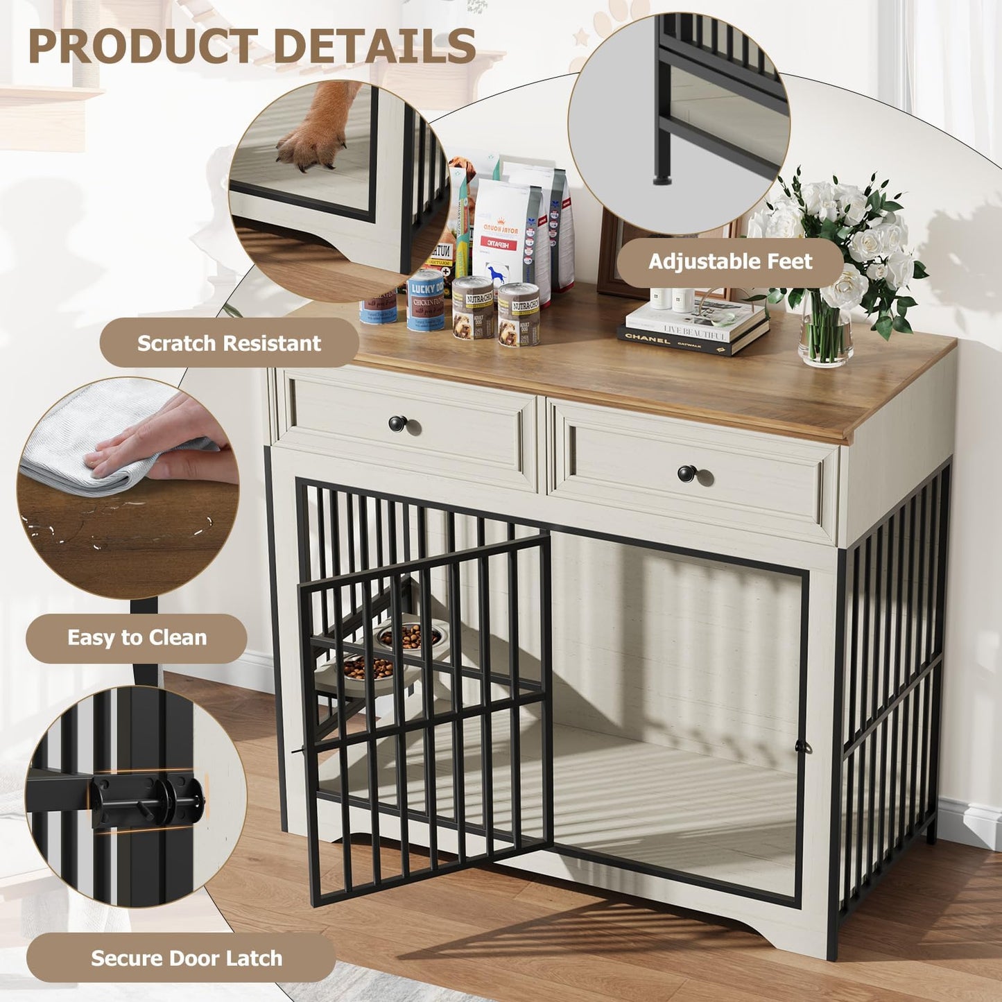 42" Modern Dog Crate Furniture
