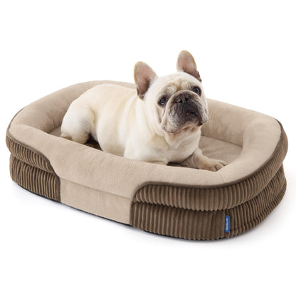 Orthopedic Oval Bolster Dog Bed with Washable Waterproof Cover