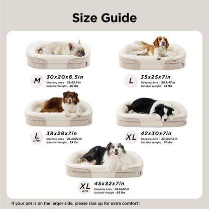 Orthopedic Oval Bolster Dog Bed with Washable Waterproof Cover
