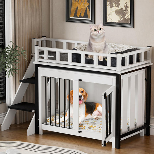 Multi-Functional Pet Bunk Bed with Stairs, Storage & Window Perch