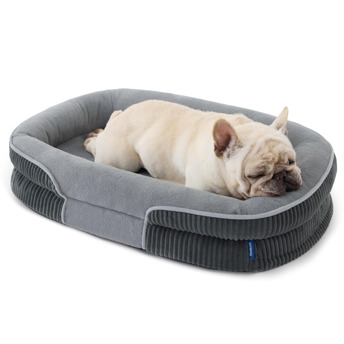 Orthopedic Oval Bolster Dog Bed with Washable Waterproof Cover