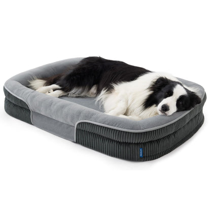 Orthopedic Oval Bolster Dog Bed with Washable Waterproof Cover