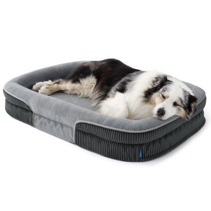 Orthopedic Oval Bolster Dog Bed with Washable Waterproof Cover