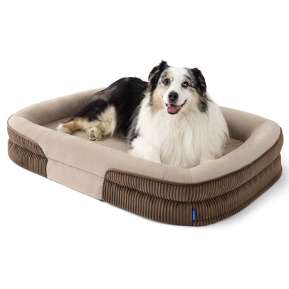 Orthopedic Oval Bolster Dog Bed with Washable Waterproof Cover