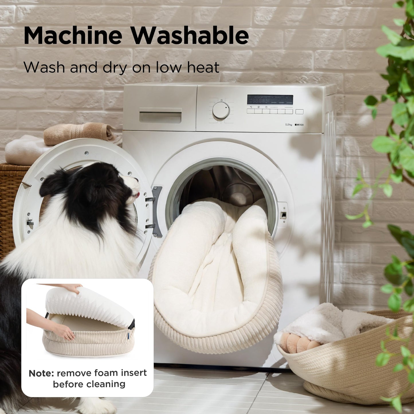 Orthopedic Oval Bolster Dog Bed with Washable Waterproof Cover