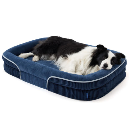 Orthopedic Oval Bolster Dog Bed with Washable Waterproof Cover