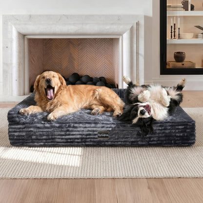 Orthopedic Memory Foam Dog Bed with Pillow – Extra Large 52"x36"x7" Grey