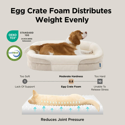 Orthopedic Oval Bolster Dog Bed with Washable Waterproof Cover