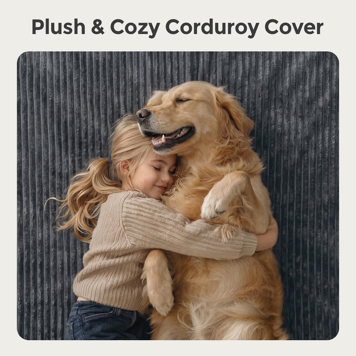 Orthopedic Memory Foam Dog Bed with Pillow – Extra Large 52"x36"x7" Grey