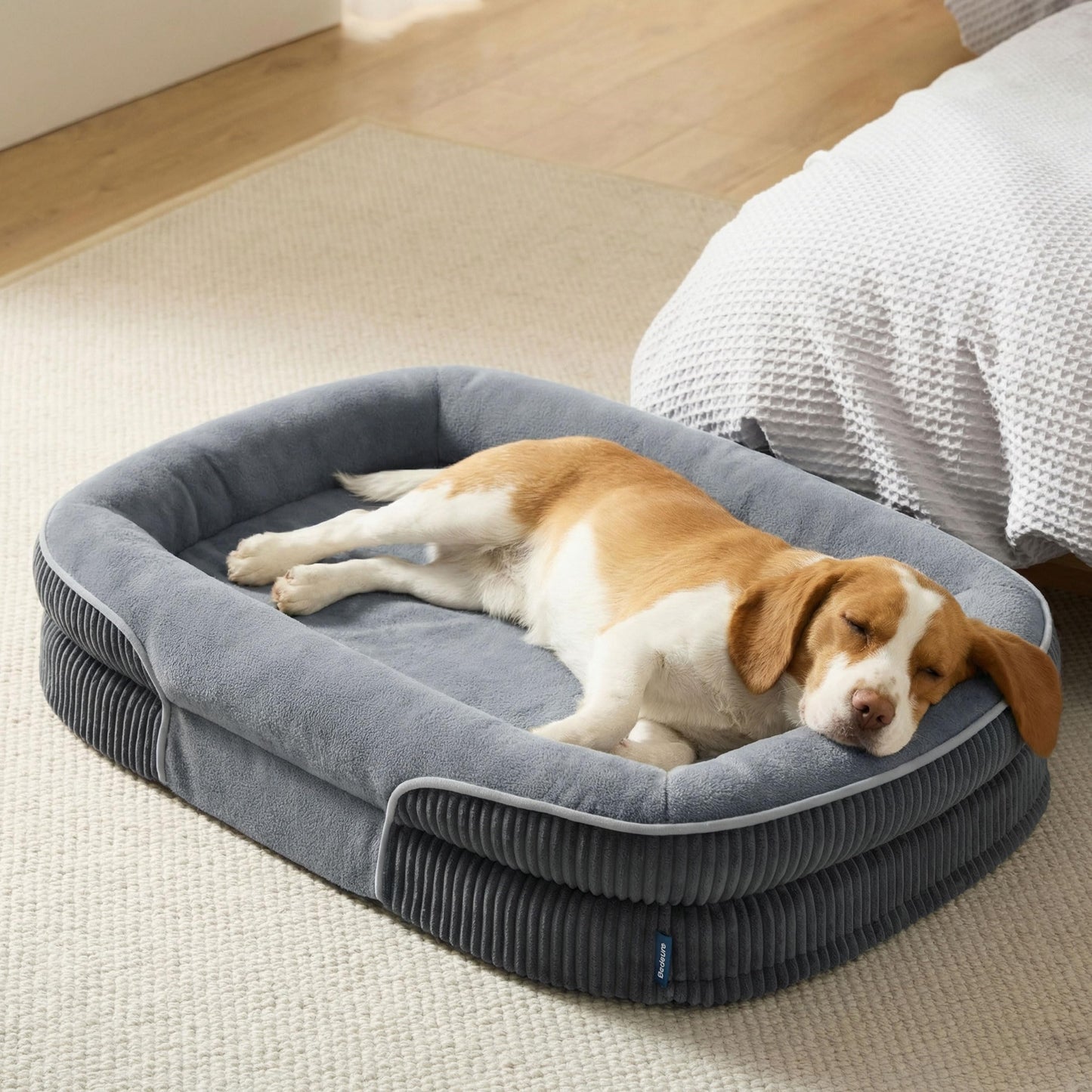 Orthopedic Oval Bolster Dog Bed with Washable Waterproof Cover