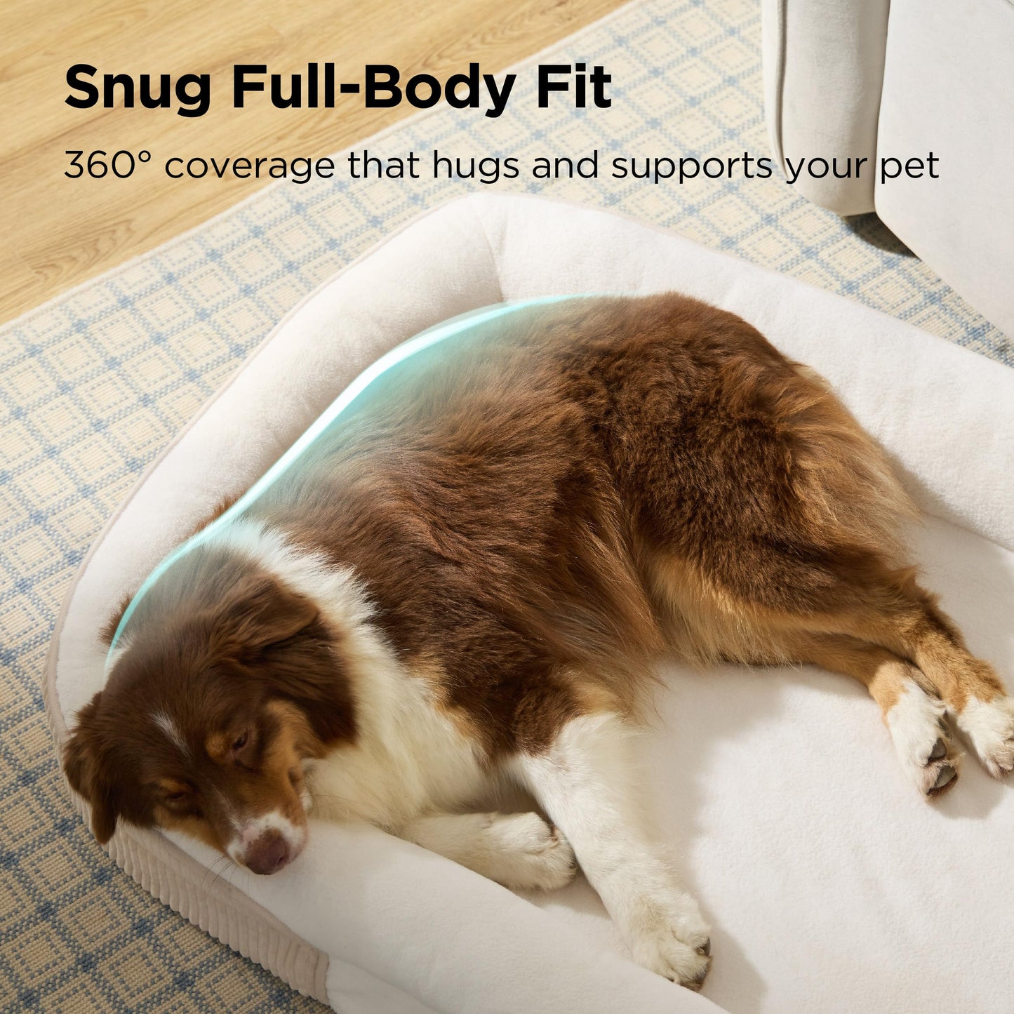Orthopedic Oval Bolster Dog Bed with Washable Waterproof Cover