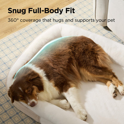 Orthopedic Oval Bolster Dog Bed with Washable Waterproof Cover