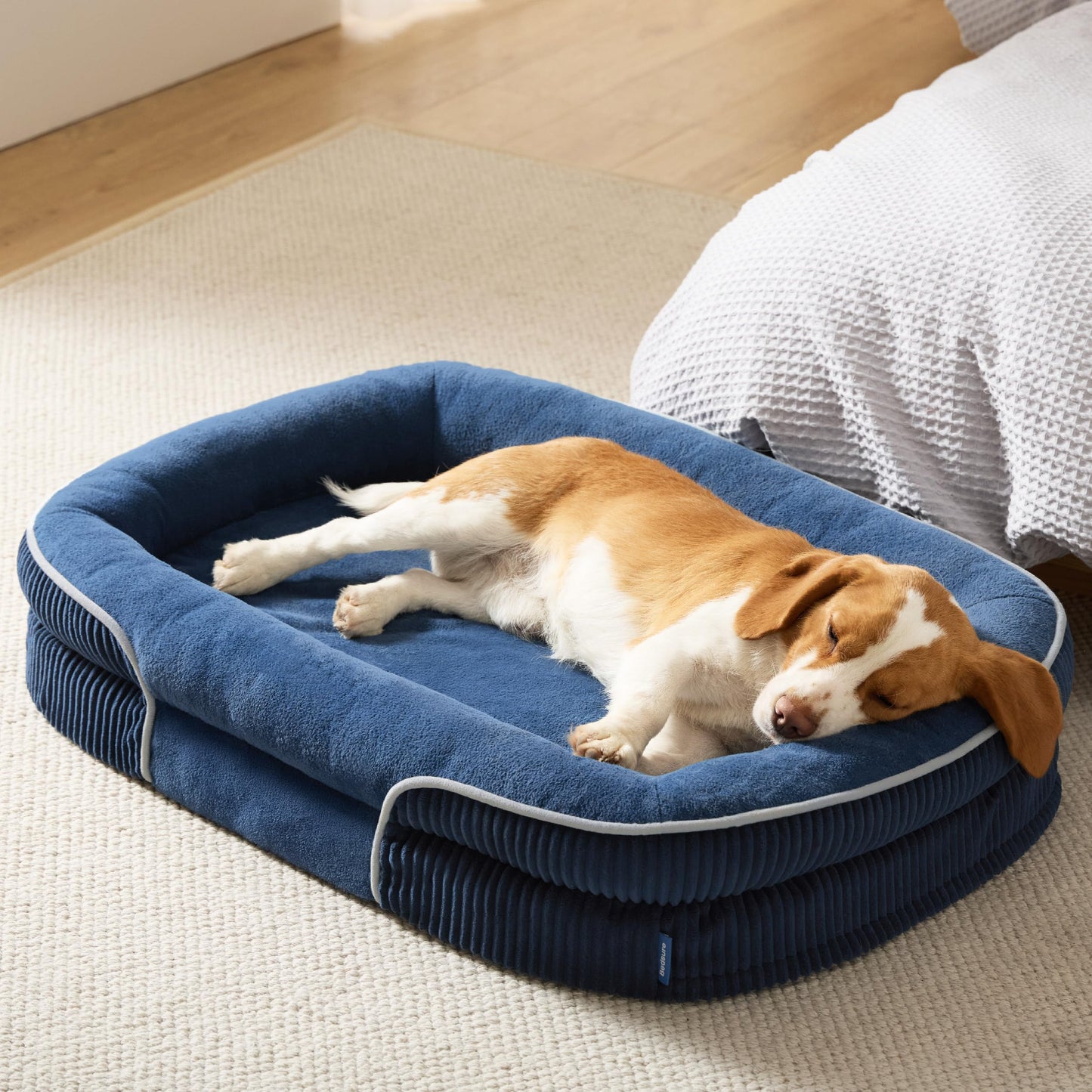 Orthopedic Oval Bolster Dog Bed with Washable Waterproof Cover