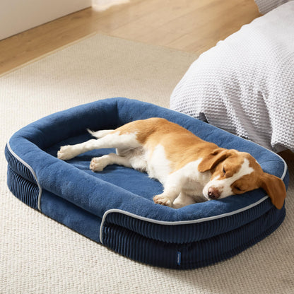 Orthopedic Oval Bolster Dog Bed with Washable Waterproof Cover